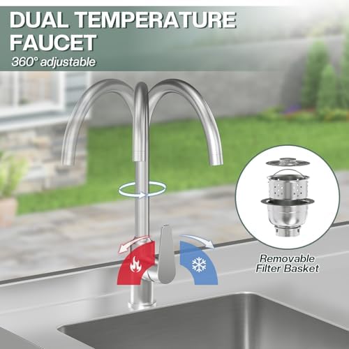 Jocisland 72-Inch Stainless Steel Utility Sink Cabinet with Faucet - Image 7