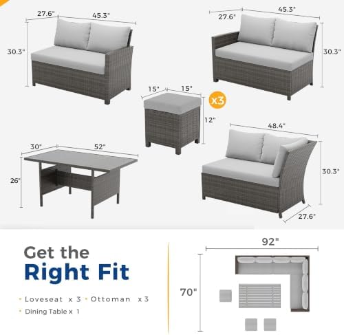 Wisteria Lane 7 Piece Patio Furniture Set, Patio Sectional for All Weather - Image 2