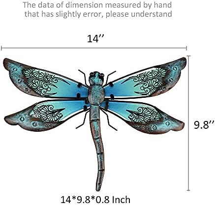 LIFFY Metal Dragonfly Wall Decor - Outdoor Garden Art for Patio, Living Room, Bedroom - Dragonfly Gifts (14inch, Metal & Glass) - Image 6