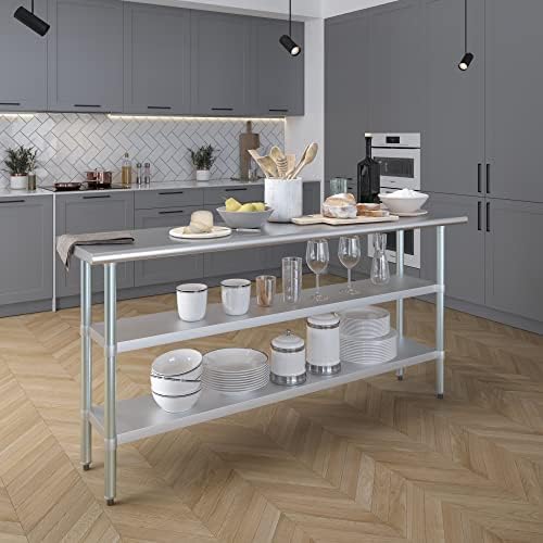 72" x 18" Stainless Steel Work Table with 2 Adjustable Undershelves NSF - Image 7