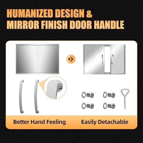 BBQ Access Double Doors 33Wx23H Flush Mount Stainless Steel Outdoor Kitchen Door for Outside Cabinets and BBQ Island - Image 4