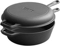 EDGING CASTING 2-in-1 Pre-Seasoned Cast Iron Dutch Oven Pot with Skillet Lid Set, 10" Skillet 3QT Pot for Cooking, Baking, Frying and Camping by EDGINGCOOKWARE