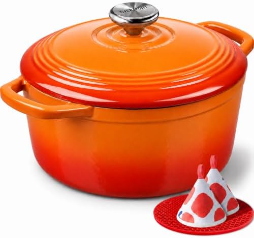 Overmont Enameled Cast Iron Dutch Oven - 5.5QT Pot with Lid Cookbook by Overmont
