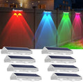 8 Pack Solar Fence Lights Outdoor - Warm White & RGB 6 Color, Dusk to Dawn Deck Light, Solar Powered Light Outdoor IP65 Waterproof, Solar Garden Lights for Outside/Backyard/Railing/Step/Patio/Wall by LIANGLOME
