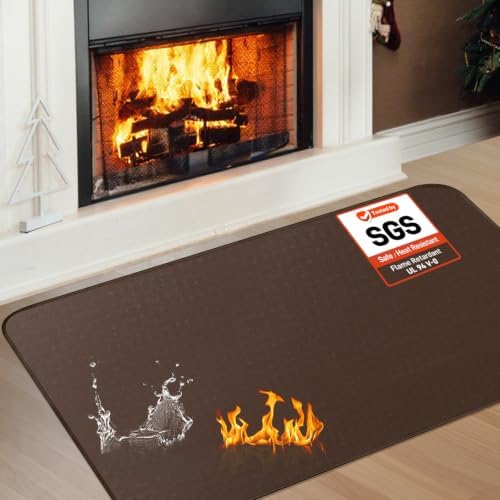 Fireproof Fireplace Rug for Home Protection, 3' x 2' x 0.04'', Brown by TOHONFOO