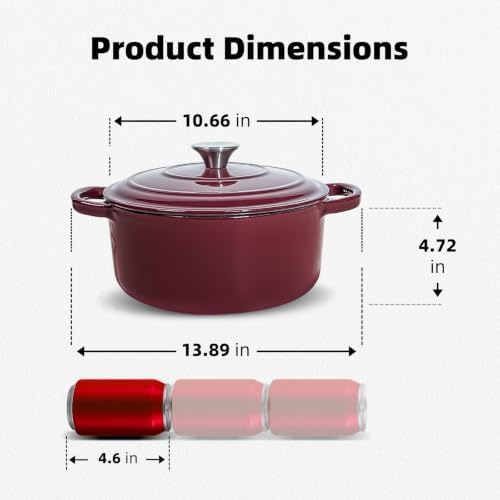 6 QT Merlot Enameled Cast Iron Dutch Oven with Lid - Image 3