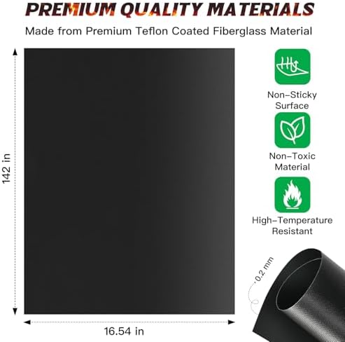 16.45 x 142 Inch Grill Mats for Outdoor Grill,Cut to Any Size Grill Mats Non Stick -100% Non-Stick Reusable Mats for Gas, Charcoal or Electric Grills - Easy to Clean - Image 3