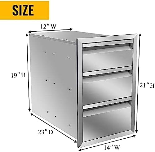 Outdoor Kitchen Drawers, Triple BBQ Drawers Stainless Steel Built-in Drawer For Outdoor Kitchen Island, Patio Grill Station,Three Drawers - Image 2