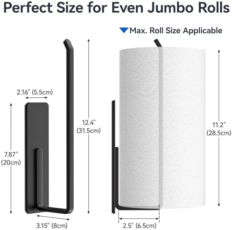 Heavy-Duty Magnetic Paper Towel Holder for Jumbo Rolls, Black - Image 3