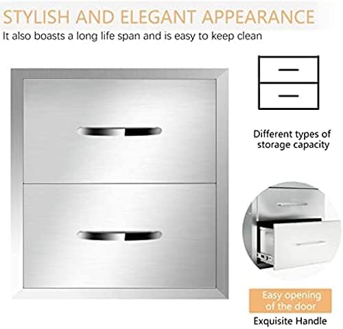 AHLOKI Stainless Steel with Chrome Handle BBQ Island Drawers for Outdoor Kitchen Or Grill Station,18Wx23Dx15H - Image 4