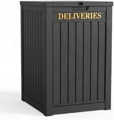 PatioZen Package Delivery Box, Waterproof Outdoor Container Lockable, Black by OutdoorLivingPerfected