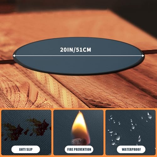 20'' Fire Pit Mat for Solo Stove Mesa/XL Tabletop Fire Pit,3-Layer Fireproof Heat Resistant Under Grill Mat,Easy-to-Clean Waterproof & Non-Slip-Blue - Image 2