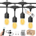 48ft Outdoor String Lights with Remote & Dimmer,24+2 Commercial Grade IP65 Waterproof Bulbs, 2700K Warm White,3 Lighting Modes & Timer,Includes 30 Cable Ties for Patio,Garden, Party by Loniuto