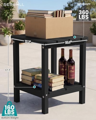 SERWALL Double Adirondack Side Table Rectangular End Table, Black - Image 3