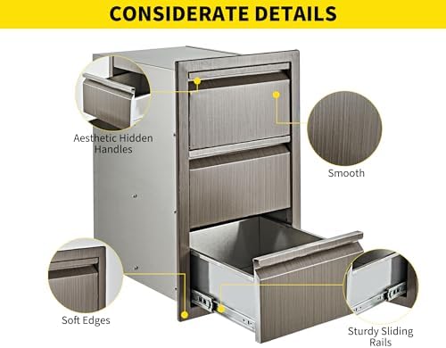 Takywep Outdoor Kitchen Drawers 14.7W x 24.5H x 18.5D, Flush Mount - Image 5