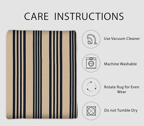 IOHOUZE 2.3x3.6 Striped Outdoor Doormat, Washable Front Door Rug, Black Tan - Image 6
