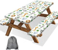 Jungle Safari Picnic Table Cover with Bench Covers, Camping Essentials, Animal Print Waterproof Windproof Table Cover, Fitted Tablecloth Cover with Elastic Edge, for Indoor & Outdoor 3 PCS 30x72 Inch by Xguatan
