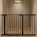 29-51 inches Extra Wide Metal Baby Gate for Stairs/Doorways, 30 inches Tall Pressure Mounted Pet Gates, Auto-Close Child Safety Gate, No Drilling Easy Walk-Through Dog Gate Indoor, Black by Unknown
