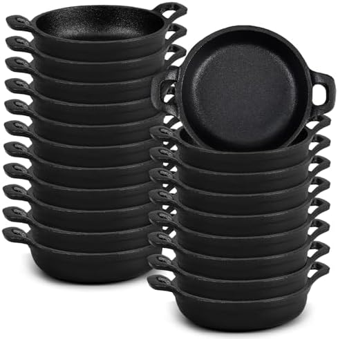 Ziliny 20 Pack Mini Cast Iron Skillets 5 x 5 x 1.3 Inch Pan Ramekin Set by Ziliny