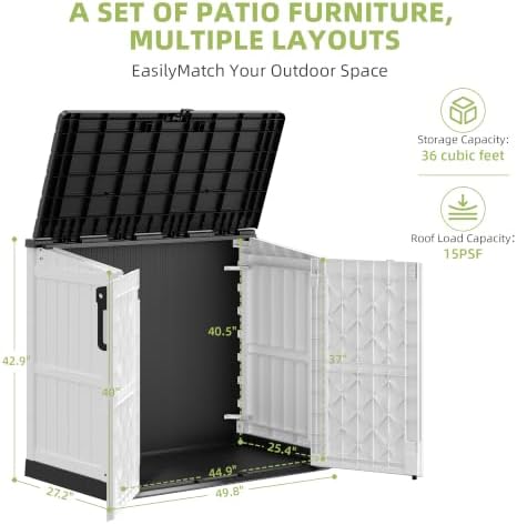 Bifanuo 36 Cu Ft Resin Outdoor Storage Shed, Horizontal Storage Cabinet - Image 2