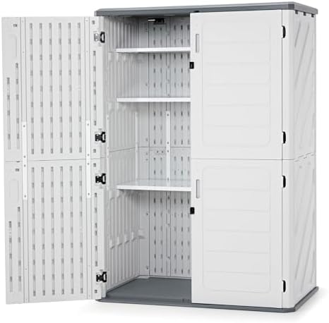 Macrout 50 Cu Ft Outdoor Storage Cabinet with Shelves, Waterproof ST5782 (Light Gray, Medium) by MMACROUT