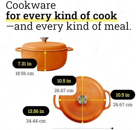 Lodge Essential Enamel Cast Iron Dutch Oven, 6 Quart, Apricot - Image 5