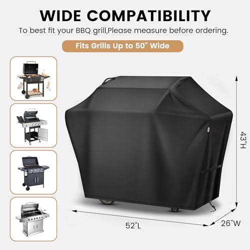 Grill Cover 52 Inch for Outdoor Grill, Waterproof＆UV-Proof Gas Grill Cover - Image 2
