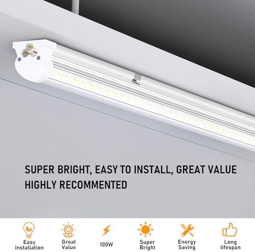 ONLYLUX 8ft LED Shop Light, 8' 100W 15000lm 6000K (12 Pack) - Image 2