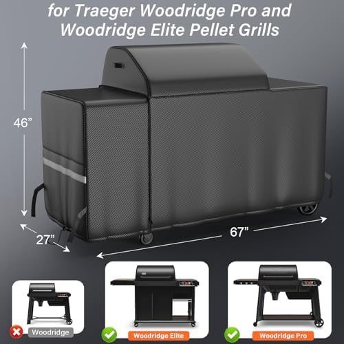 Utheer 600D Waterproof Grill Cover for Traeger Woodridge Pro/Elite BAC776 - Image 2