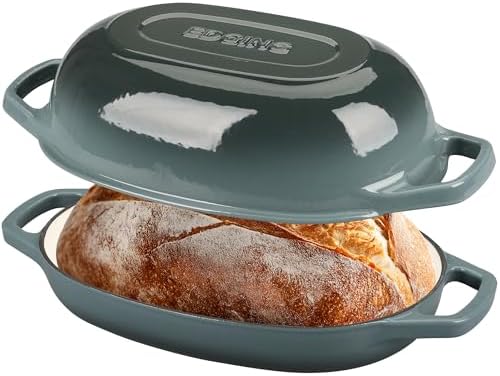 EDGING CASTING Enameled Cast Iron Oval Dutch Oven Pot with Lid, Dutch Oven for Sourdough Bread Baking, Bread Oven, Bread Dutch Oven, Oval Bread Pan, 5qt, Slateblue - Image 3