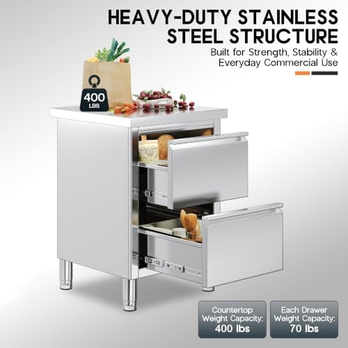 SPECRAFT 24x24 Inch Stainless Steel Cabinet Prep Table - Image 5