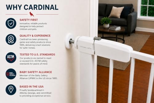 Cardinal Gates PG26.3 Baby & Pet Pressure Gate, White, 43.25-48.75 in - Image 3