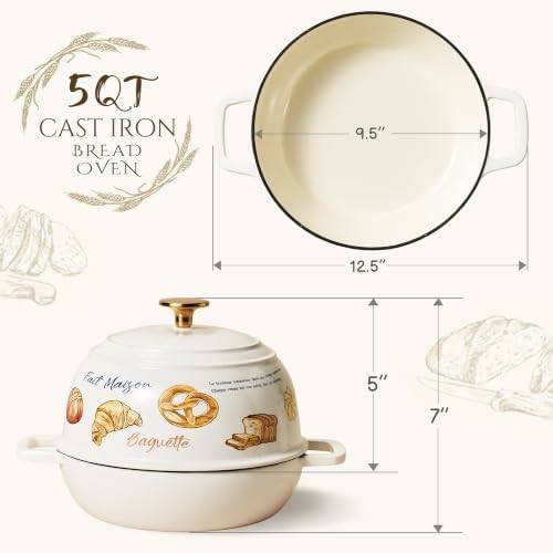 CAROTE Enameled Cast Iron Dutch Oven, 5QT Pot with Lid & Gift Box - Image 2