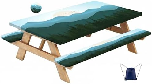 CAPSCEOLL Fitted Picnic Table Cover with Bench Covers 8ft - Green Mountain by CAPSCEOLL