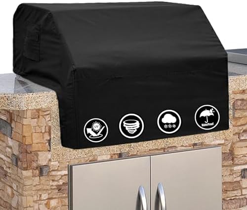 Covers & All Built-in Grill Cover for Outdoor Grill – Heavy Duty 12 oz Waterproof Built-in BBQ Grill Cover, PVC-Coated Polyester with Elastic Hem for Snug Fit (44 x 26 x 24 inches, Black) by CoversAll