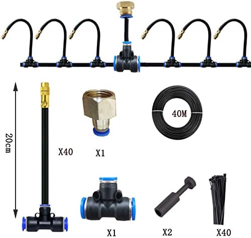Outdoor Misting Cooling System Kit with Flexible Adjustable Nozzles & Flexible Misting Line & Filter, Patio Misters Mister System Drip Irrigation System for Outside Patio(Size:40m Tube+ 40 nozzles,) - Image 4