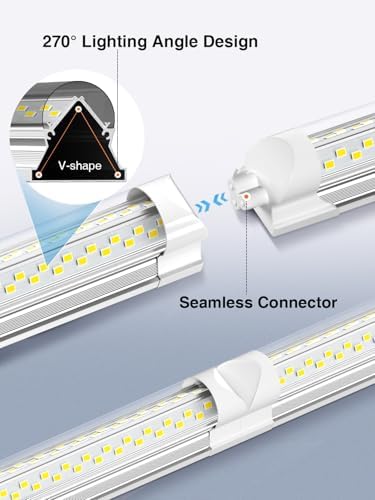 ELEKICO 6 Pack 50w 4ft Led Shop Light, Super Bright 7500lm 5000k V Shape 4' Led Shop Lights, Linkable 4 Foot Led Shop Lights for Garage Warehouse, Supermarket, Basement, Barn, Storage Area - Image 4