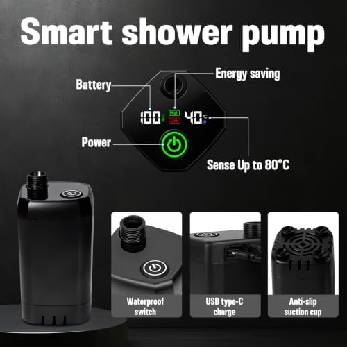 Portable Shower for Camping, 6000mAh Rechargeable Camp Shower Pump with Large Capacity Foldable Bucket, Filtered Shower Head, Outdoor Camping Shower Kit for Travel, Pet Bath, Car Washing - Image 5