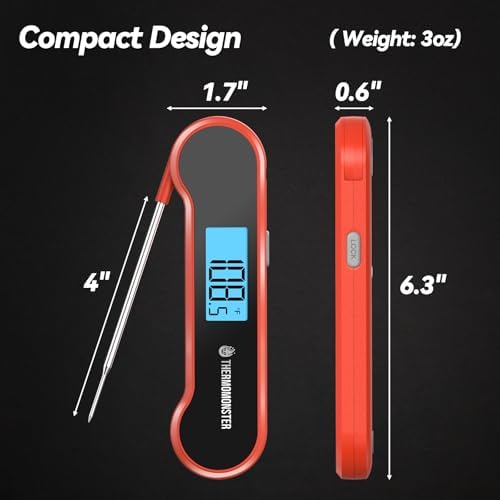 0.5 Sec Instant Read Meat Thermometer Digital for Cooking, Red - Image 3