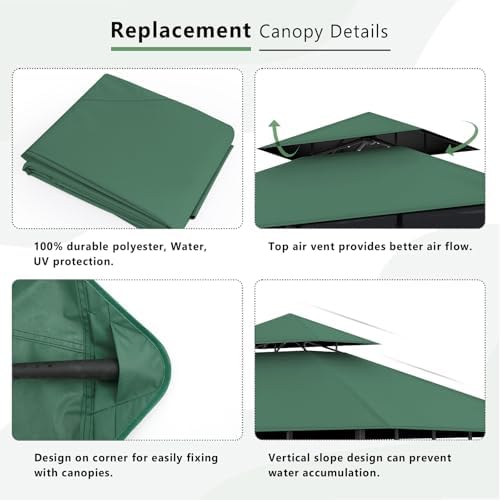 Grill Gazebo Canopy Replacement, 5 x 8 Ft, Green - Image 4