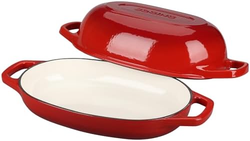 EDGING CASTING Enameled Cast Iron Oval Dutch Oven Pot with Lid, Dutch Oven for Sourdough Bread Baking, Bread Oven, Bread Dutch Oven, Oval Bread Pan, 5qt, Red - Image 4