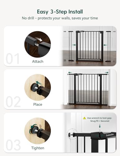 Babelio 36 in Tall Baby Gate for Stairs No Drilling, PressGuard, 29-48" W - Image 5
