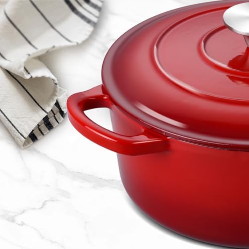 Leonyo 6-Quart Enameled Cast Iron Dutch Oven Pot with Lid, - Image 6