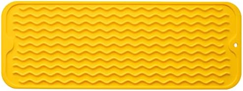 MicoYang Silicone Dish Drying Mat for Multiple Usage,Easy clean,Eco-friendly,Heat-resistant Silicone Mat for Kitchen Counter,Sink,Bar,Bottle,or Cup Yellow M 17 inches x 6 inches by MicoYang