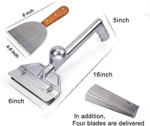 Grill Scrapers, Heavy Duty Casting Aluminum Commercial Griddle Scraper with 5 Blades and Small Slant Edge Grill Scraper - Image 6