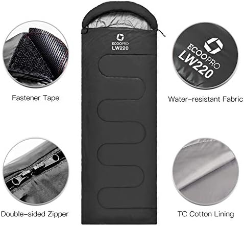 ECOOPRO Warm Weather Sleeping Bag - Portable, Waterproof, Compact Lightweight, Comfort with Compression Sack - Great for Outdoor Camping, Backpacking & Hiking-83 L x 30" W Fits Adults - Image 3