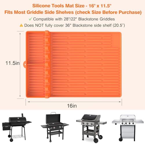 Silicone Grill Mat for Blackstone Griddle Accessories, 8-Slot Tool Mat - Image 4
