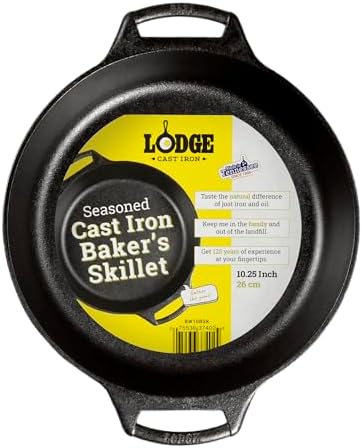Lodge Pre-Seasoned Cast Iron Baker's Skillet, 10.25 Inches by Lodge