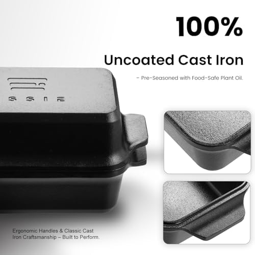 Cast Iron Loaf Pan with Lid, 9×5 Dutch Oven for Sourdough Bread Baking, Dutch Oven Pot with Lid for Bread Baking, Bread Pans for Baking, Pre-Seasoned (3 pieces, 2.2 QT Each) - Image 6