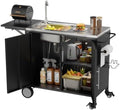 Outdoor Grill Table with Sink, Metal Worktable Kitchen Cabinet Island by AHOMRTHOMEFLAGSHIPSTORE